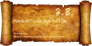 Hankóczy Barlám névjegykártya